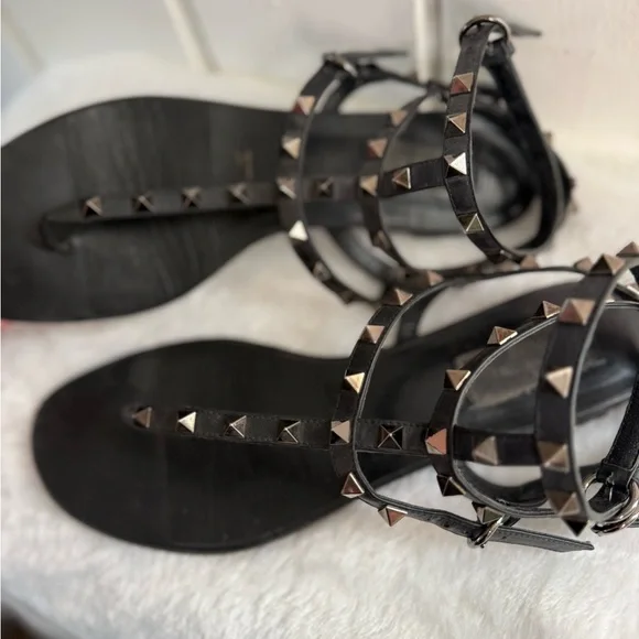 Valentino Noir Rockstud Gladiator Sandals
